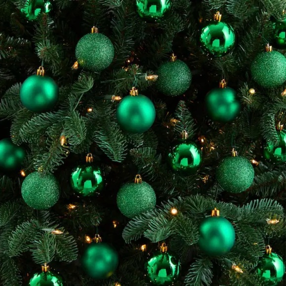 Nearly Natural 2.5” Shatterproof Christmas Ornament Set of 30 Green Glitter NIB - Picture 2 of 4